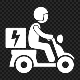 Food Delivery Man Motorcycle White Icon PNG