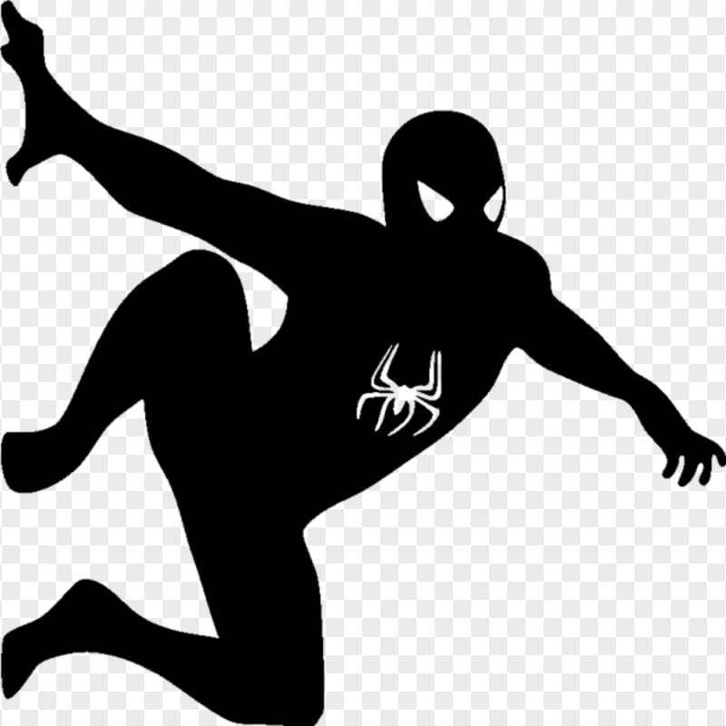 HD Spiderman character black silhouette PNG 