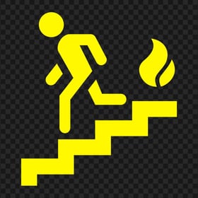 Yellow Fire Escape Exit Sign Symbol Icon