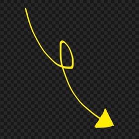 HD Yellow Line Art Drawn Arrow Pointing Down Right PNG