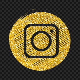 Round Instagram Golden Glitter Scribble Pencil Style Icon