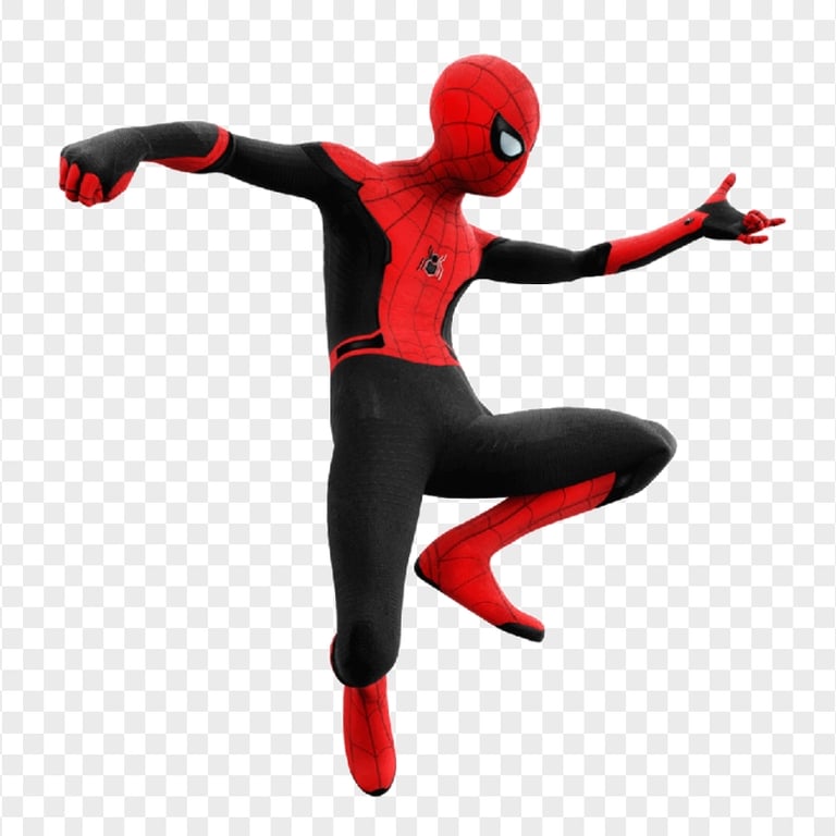 HD Black & Red Realistic Spider Man Hero Cartoon Jumping PNG