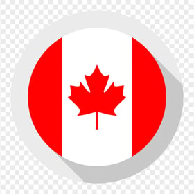 Flat Round Canadian Maple Leaf Flag Icon PNG