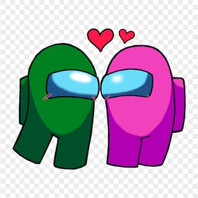 HD Among Us Green Love Pink Characters Valentines Day PNG