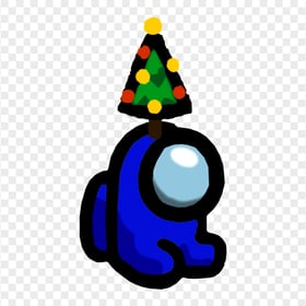 HD Blue Among Us Mini Crewmate Baby With Christmas Tree Hat PNG