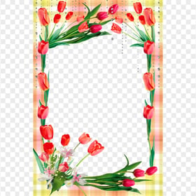 Roses Floral Vertical Nature Frame PNG