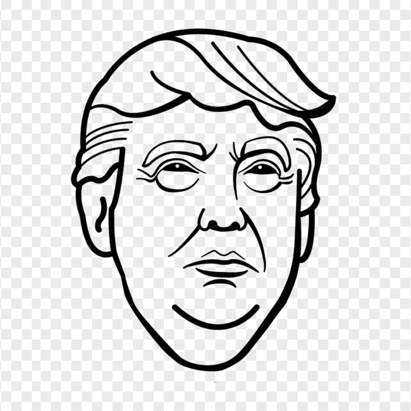 Donald Trump Black Outline Drawing Face Head