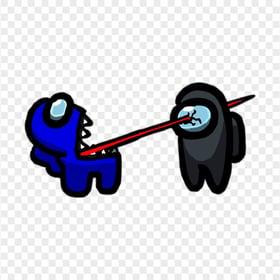 HD Among Us Crewmate Blue Character Tongue Kill Black PNG