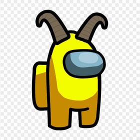 HD Yellow Among Us Character With Ram Horns PNG