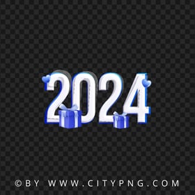 New Year 2024 Text With Gift Boxes Image PNG