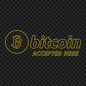 HD Bitcoin Accepted Here Yellow Outline Logo Sign PNG