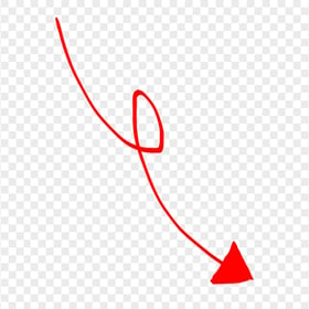 HD Red Line Art Drawn Arrow Pointing Down Right PNG