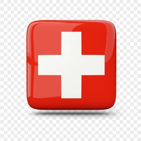 Glossy Square Switzerland Swiss Flag Button Icon