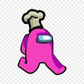 HD Pink Among Us Character Walking With Chef Hat PNG