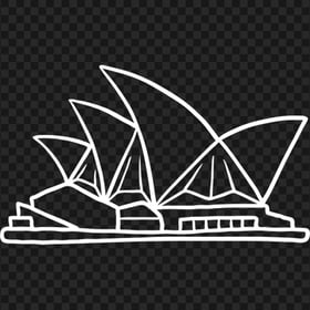 Opera House Sydney Outline White Icon PNG