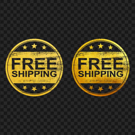 Golden Gold Round Free Shipping Stamp Outline