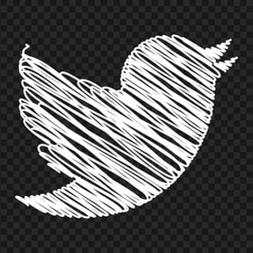 HD White Twitter Bird Scribble Sketch Logo Icon PNG