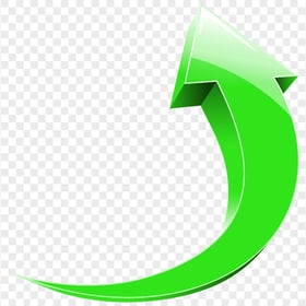 3D Green High Resolution Curved Arrow Point Up