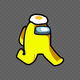 HD Yellow Among Us Character Walking With Egg Hat PNG