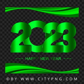 Green 2023 Happy New Year Design Abstract Frame PNG