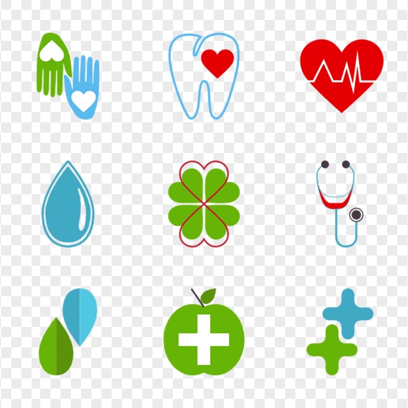 Healthy Medical Green Icons Clipart Set