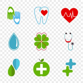 Healthy Medical Green Icons Clipart Set