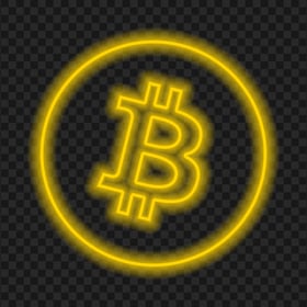 HD Yellow Neon Bitcoin Logo Icon PNG