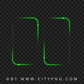 Two Double Glowing Green Neon Frame PNG Image