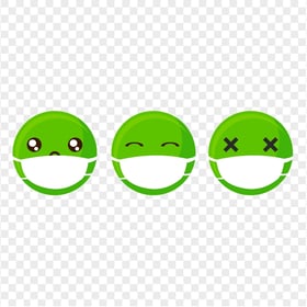 Assorted Set Of Green Emoji Face Surgical Mask