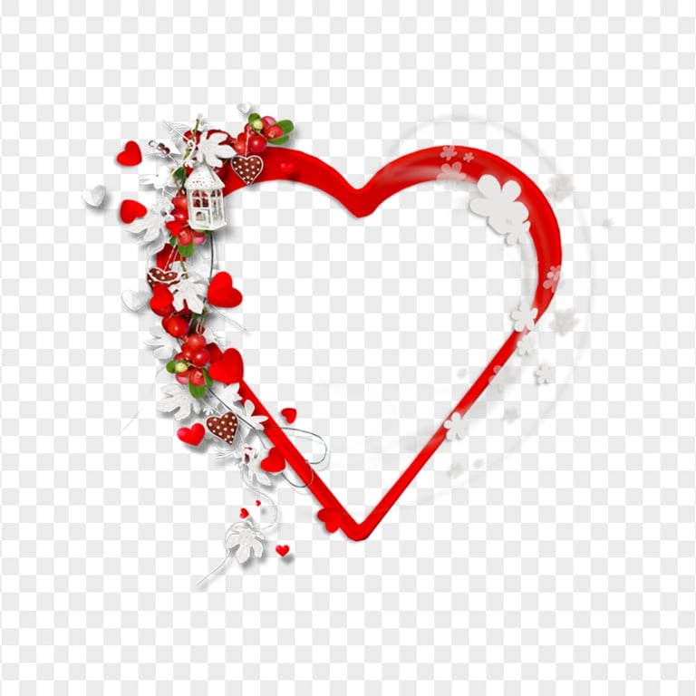 HD Beautiful Valentine Heart With Flowers PNG