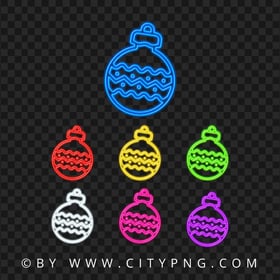 Set Of Neon Colorful Christmas Ornaments Balls PNG
