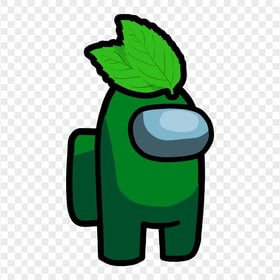 HD Green Among Us Crewmate Character With Leaf Hat PNG