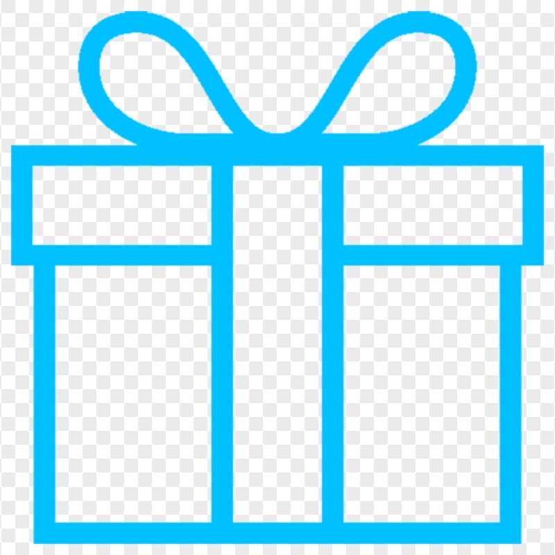 Blue Line Outline Gift Box Icon Transparent PNG