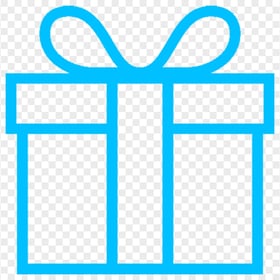 Blue Line Outline Gift Box Icon Transparent PNG