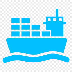 Cargo Ship International Shipping Blue Icon Download PNG