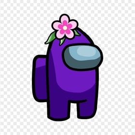 HD Purple Among Us Crewmate Character With Flower On Head PNG
