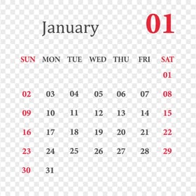 January 2022 Calendar Transparent PNG