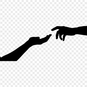 Black Two Hand Reaching Out Silhouette Image PNG