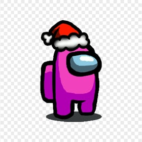 HD Pink Among Us Character With Santa Hat PNG