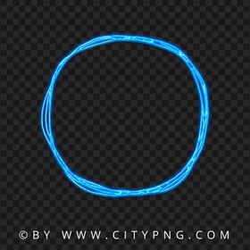HD Blue Neon Doodle Sketch Drawing Circle PNG
