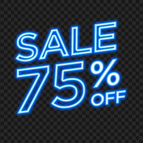75% Off Sale Neon Blue Sign PNG