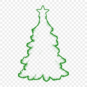 HD Green Outline Decorated Christmas Tree Clipart Silhouette Shape PNG