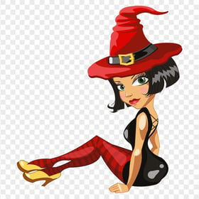 Cartoon Sitting Halloween Witch HD PNG