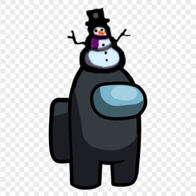HD Black Among Us Crewmate Character With Snowman Hat On Top PNG