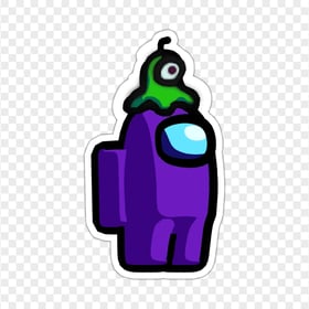 HD Among Us Crewmate Purple Character With Brain Slug Hat Stickers PNG