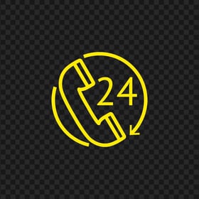 HD Yellow Round Circle Phone 24H Icon Transparent PNG