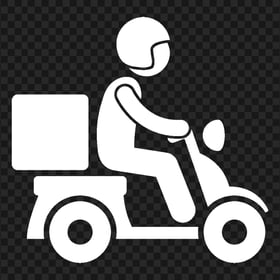 HD Scooter Moto Motorcycle Delivery White Icon PNG
