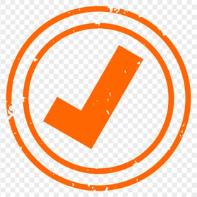 HD Orange Round Yes Tick Check Mark Stamp PNG