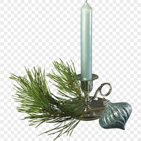 Christmas Gray Candle With Pine Branch FREE PNG