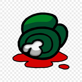 HD Green Among Us Crewmate Character Dead Body With Blood PNG
